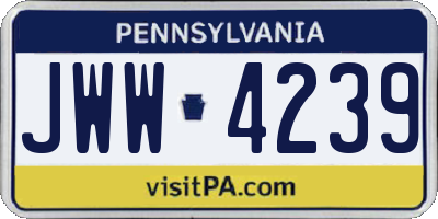 PA license plate JWW4239