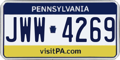 PA license plate JWW4269