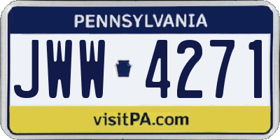 PA license plate JWW4271