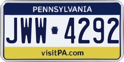 PA license plate JWW4292
