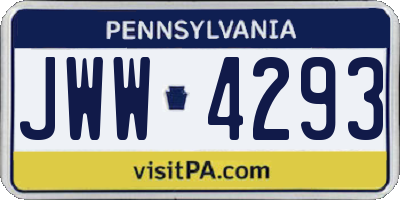 PA license plate JWW4293