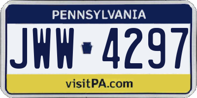 PA license plate JWW4297