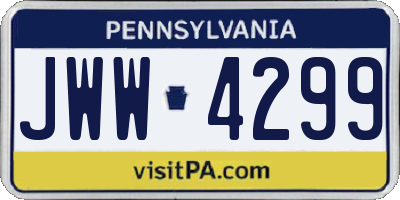 PA license plate JWW4299
