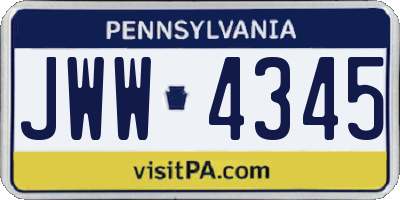 PA license plate JWW4345