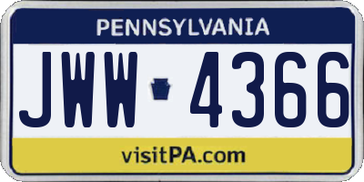 PA license plate JWW4366