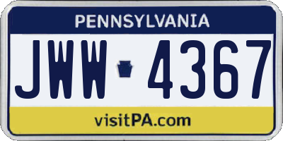 PA license plate JWW4367