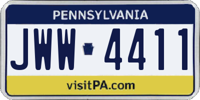 PA license plate JWW4411