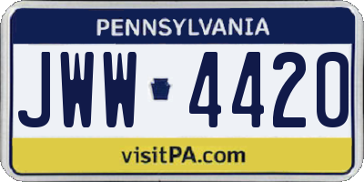 PA license plate JWW4420