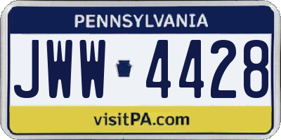 PA license plate JWW4428