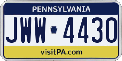 PA license plate JWW4430