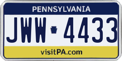 PA license plate JWW4433