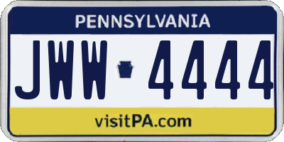 PA license plate JWW4444