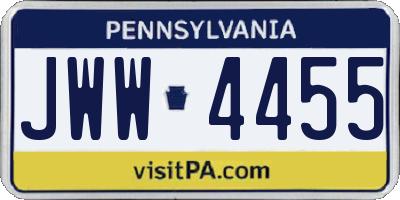 PA license plate JWW4455