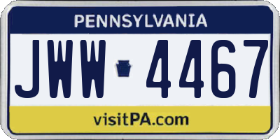 PA license plate JWW4467