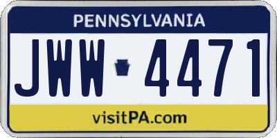 PA license plate JWW4471