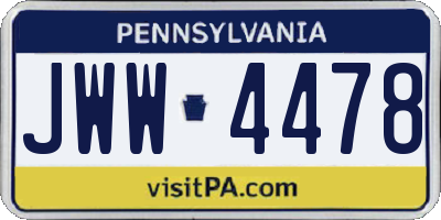 PA license plate JWW4478
