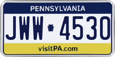 PA license plate JWW4530