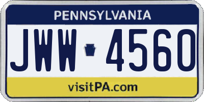 PA license plate JWW4560