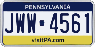 PA license plate JWW4561