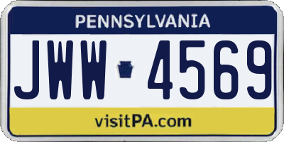 PA license plate JWW4569