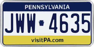 PA license plate JWW4635