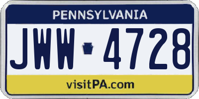 PA license plate JWW4728