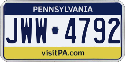 PA license plate JWW4792