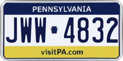 PA license plate JWW4832