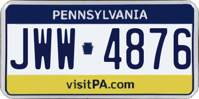 PA license plate JWW4876