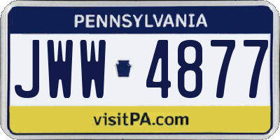PA license plate JWW4877