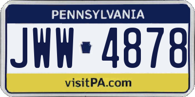 PA license plate JWW4878