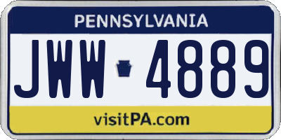 PA license plate JWW4889