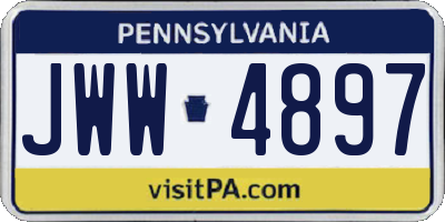 PA license plate JWW4897