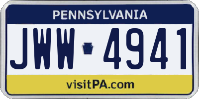 PA license plate JWW4941