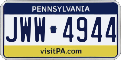 PA license plate JWW4944
