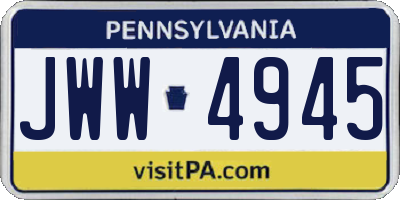 PA license plate JWW4945