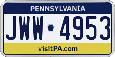 PA license plate JWW4953