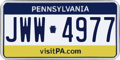 PA license plate JWW4977