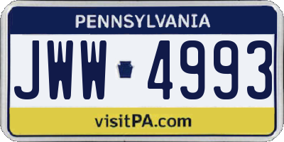 PA license plate JWW4993