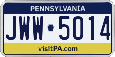 PA license plate JWW5014