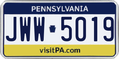 PA license plate JWW5019