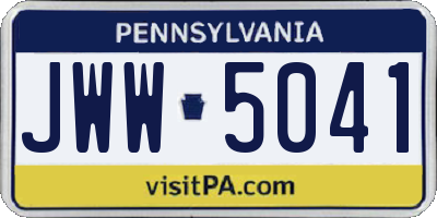 PA license plate JWW5041