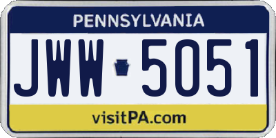 PA license plate JWW5051