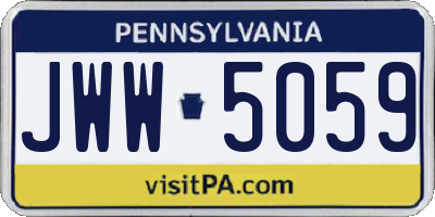PA license plate JWW5059