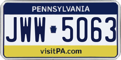 PA license plate JWW5063