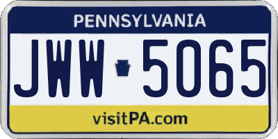 PA license plate JWW5065