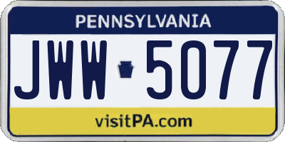 PA license plate JWW5077