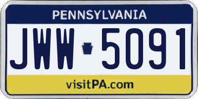 PA license plate JWW5091