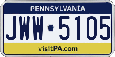 PA license plate JWW5105