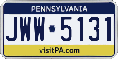 PA license plate JWW5131